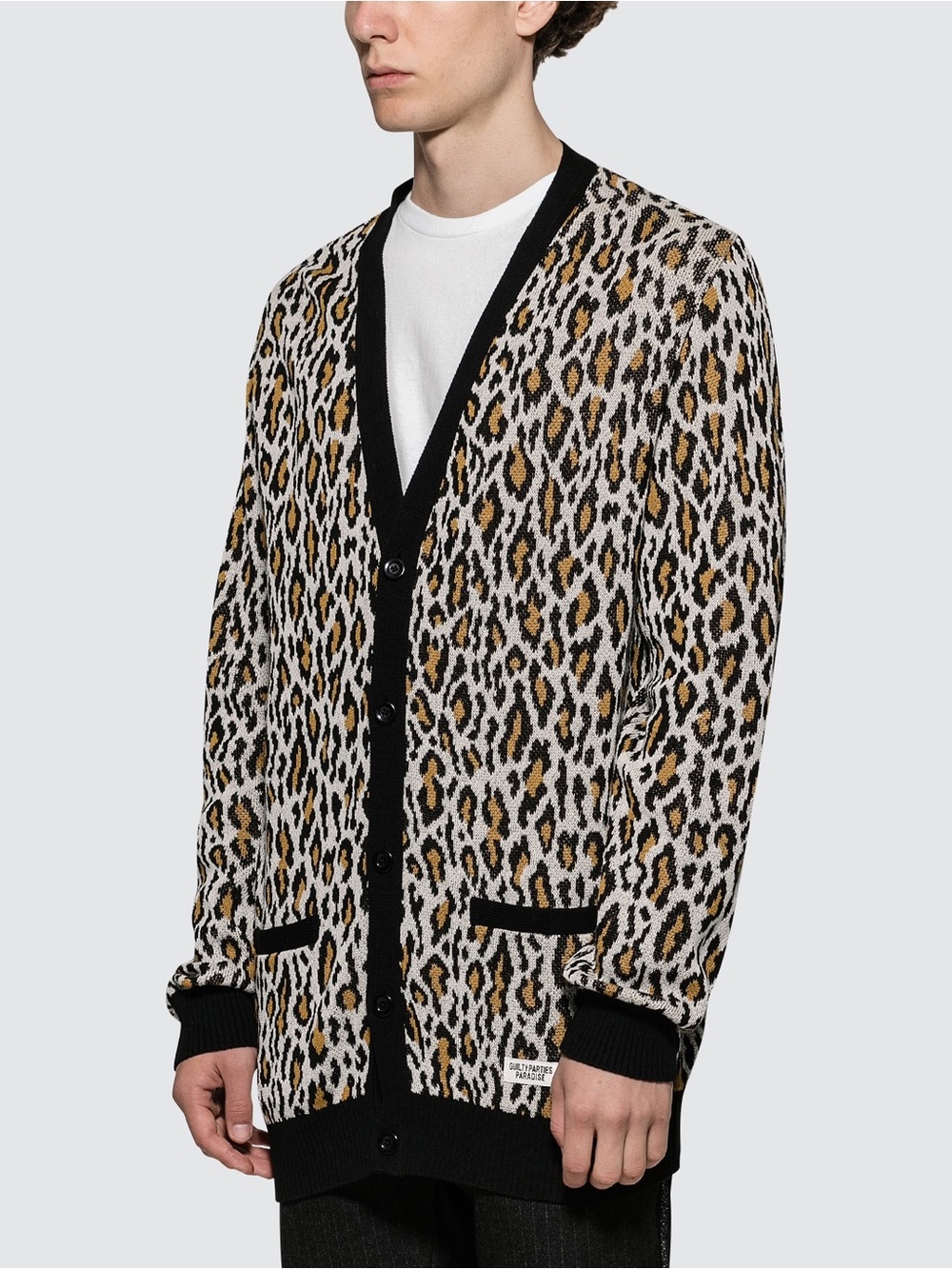 WACKO MARIA Japanese Streetwear Leopard Jacquard Cardigan Size Medium VGUC